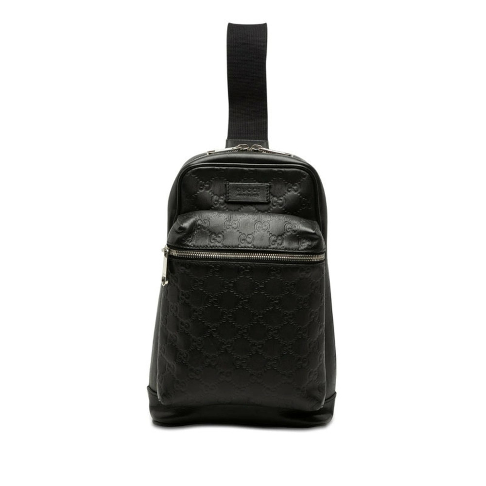 Gucci Guccissima Body Bag Shoulder Black Leather